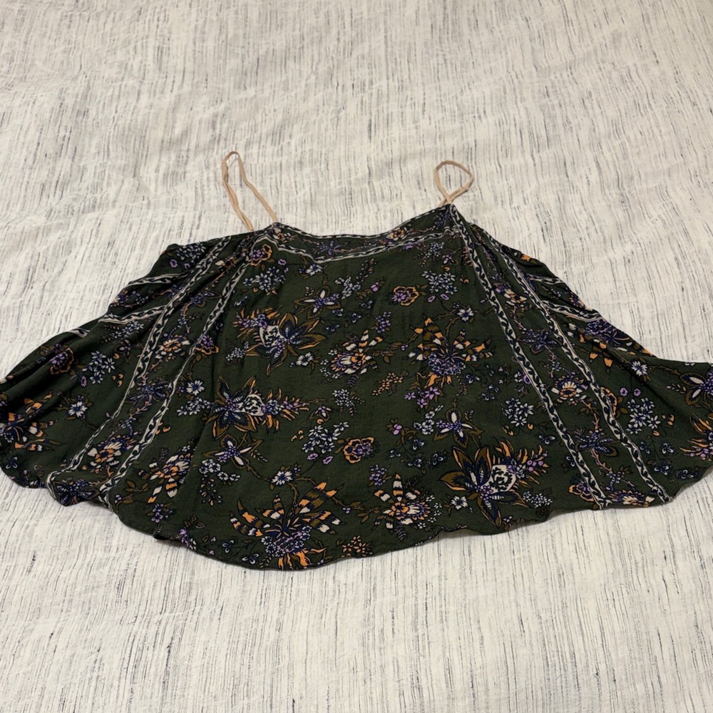 Free People Floral Tank Top in Green and Purple